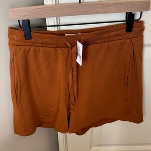 Lou & Grey Rust-Orange Drawstring Knit Athletic Shorts